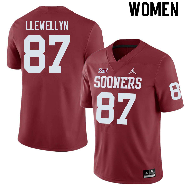 Women #87 Jason Llewellyn Oklahoma Sooners College Football Jerseys Sale-Crimson